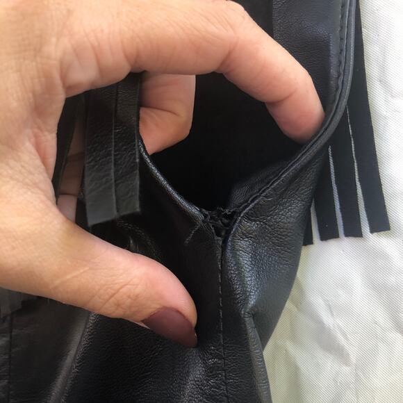 Zadig Voltaire Deluxe Lamb Leather Fringe Moto Top Black Small - Picture 11 of 12